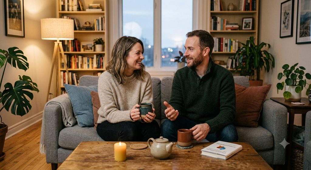 Couple partageant une discussion intime sur ses envies et ses fantasmes